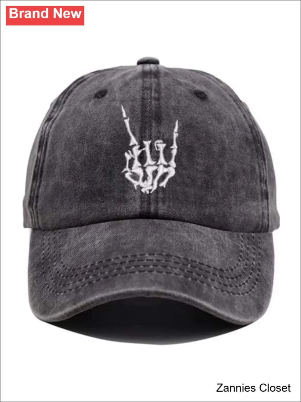 👻 Skull Graphic Embroidered Cotton Baseball Cap Hat Goth Skeleton Dad Trucker